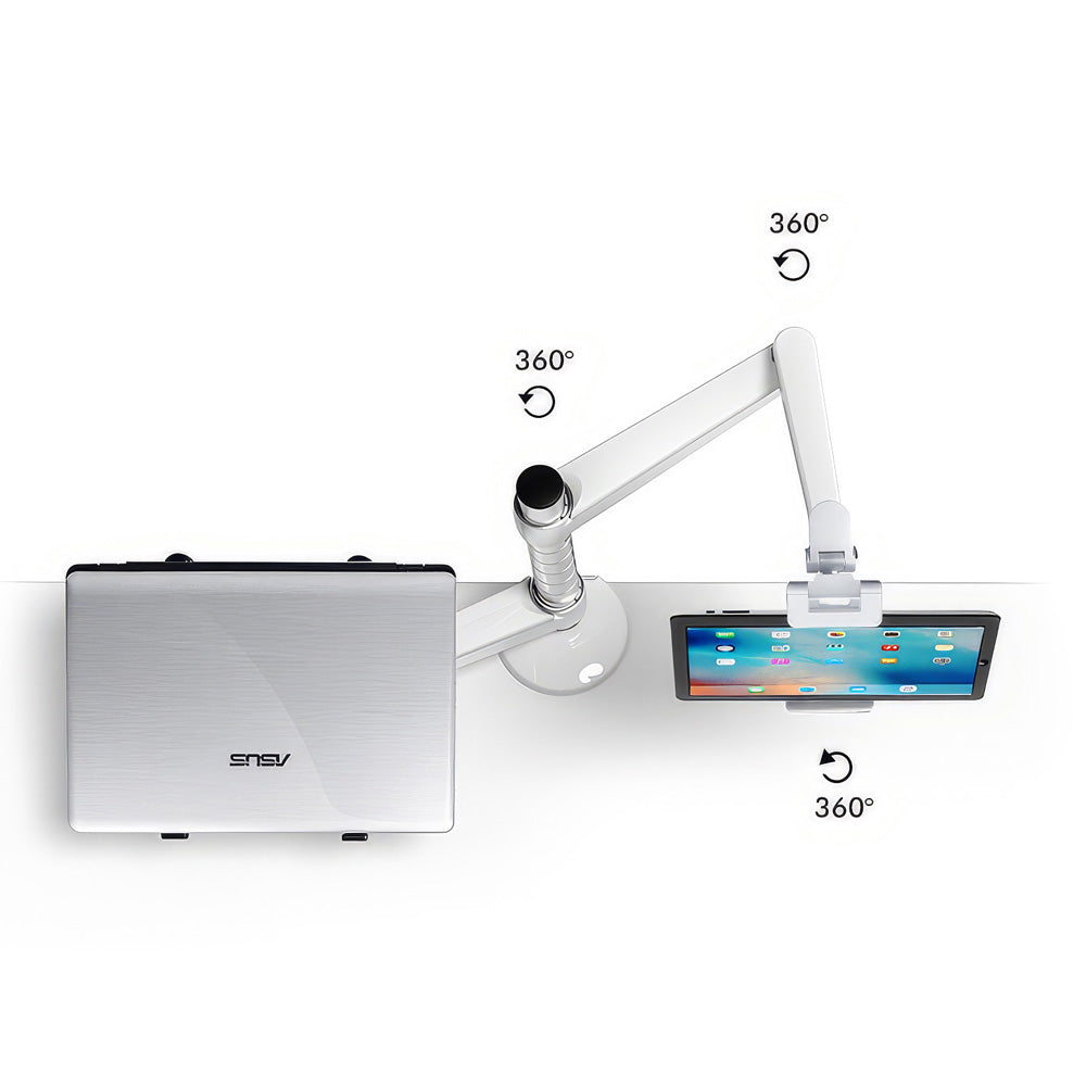 Desktop Tablet (12.9") & Laptop (15.6") Dual Arm Mount Holder Stand_adjstable angle instruction