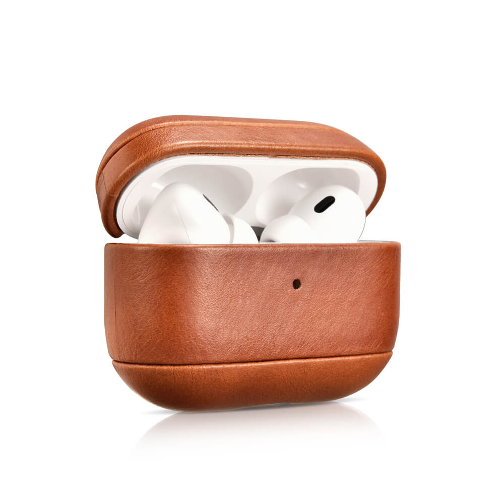 Apple AirPods Pro 2nd (2022) Genuine Leather Case_brown_open display