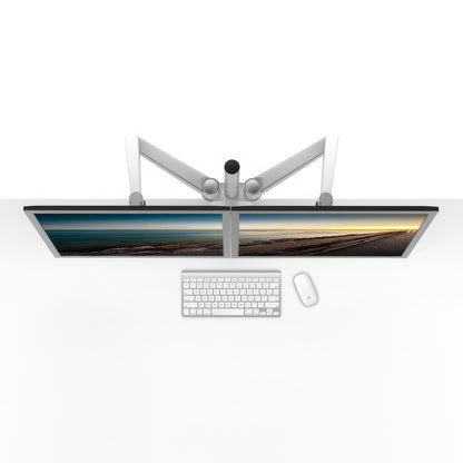 Büro-Schreibtisch Dual Monitor Arm Mount Desktop 360-Grad-Drehung einstellbar Stand Support Base (Silber)