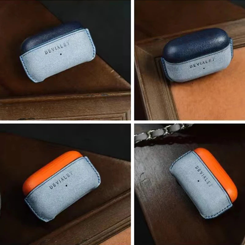 Handcrafted personalized custom genuine leather earbuds case for Devialet Gemini II with multi-colors appearance
