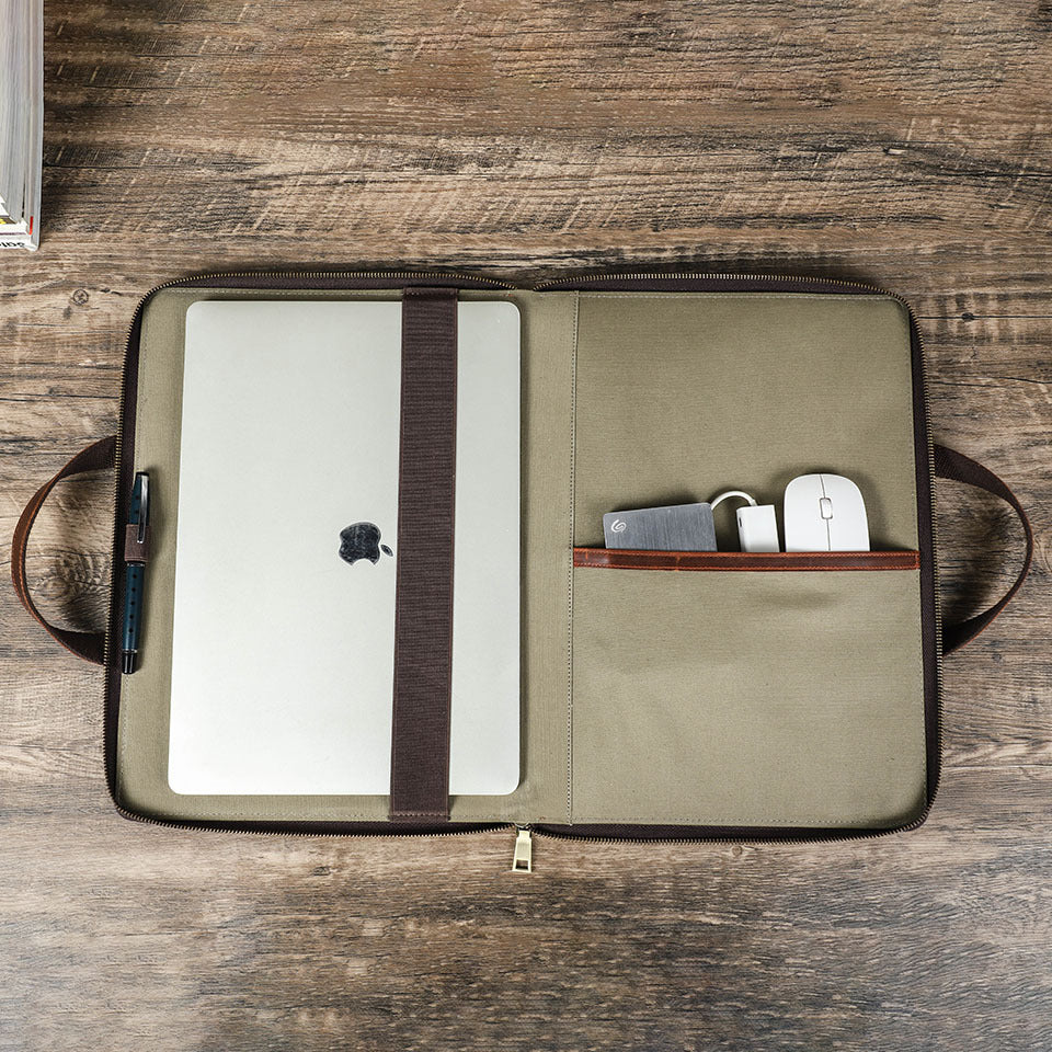 Vintage Handmade Echtleder Laptop Schulter Aktentasche für MacBook Pro/ Air 15.3-Zoll