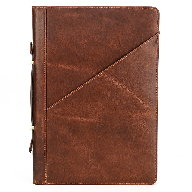 [Personalizable] Vintage Genuine Leather Zipper Folio Laptop Bag Carring Case for Apple MacBook Pro 14.2"