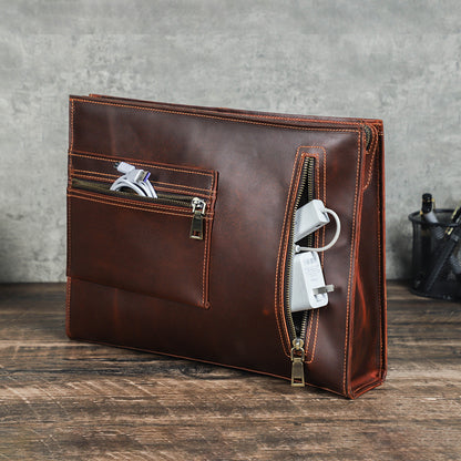 Vintage Genuine Leather Versatile Laptop Handbag with Compartments for Apple MacBook Pro / Air 15"