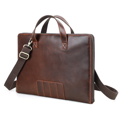 Vintage Handmade Genuine Leather Laptop Shoulder Briefcase Bag for MacBook Pro/ Air 15.3"