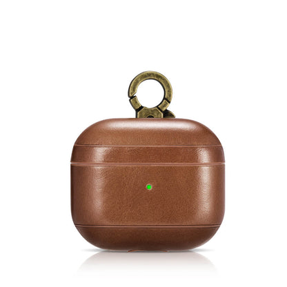 airpods 3 leather case with metal hook_brown