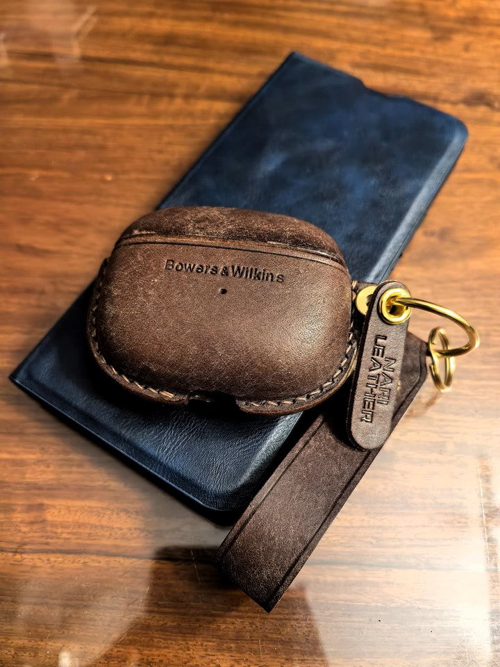 Genuine Leather Wireless Earbuds Case for Bowers & Wilkins Pi8 Pi6_customer review image_dark coffee with leather strap