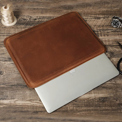 Distressed Vintage Genuine Leather Sleeve Case for MacBook Air 15" M2 A2194/ Pro 16-inch