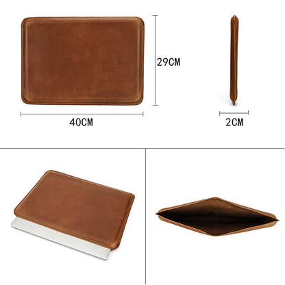 Distressed Vintage Echtleder Tasche für MacBook Air 15" M2 A2194/ Pro 16-Zoll