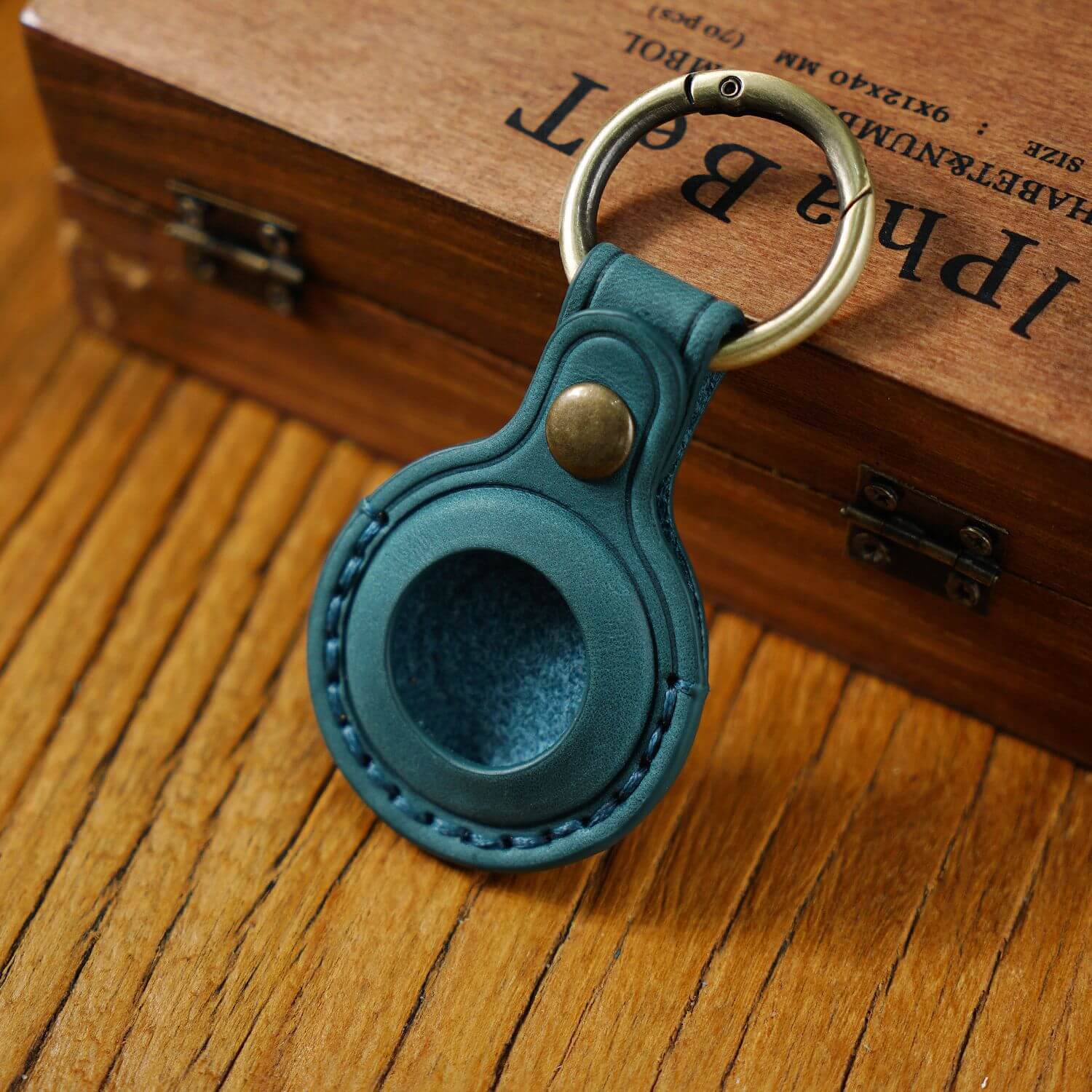 Genuine Leather AirTag Anti-lost Holder Case with Key Ring by Handcraft