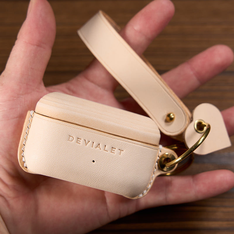 Estojo para auscultadores Bluetooth em pele genuína para Devialet Gemini II