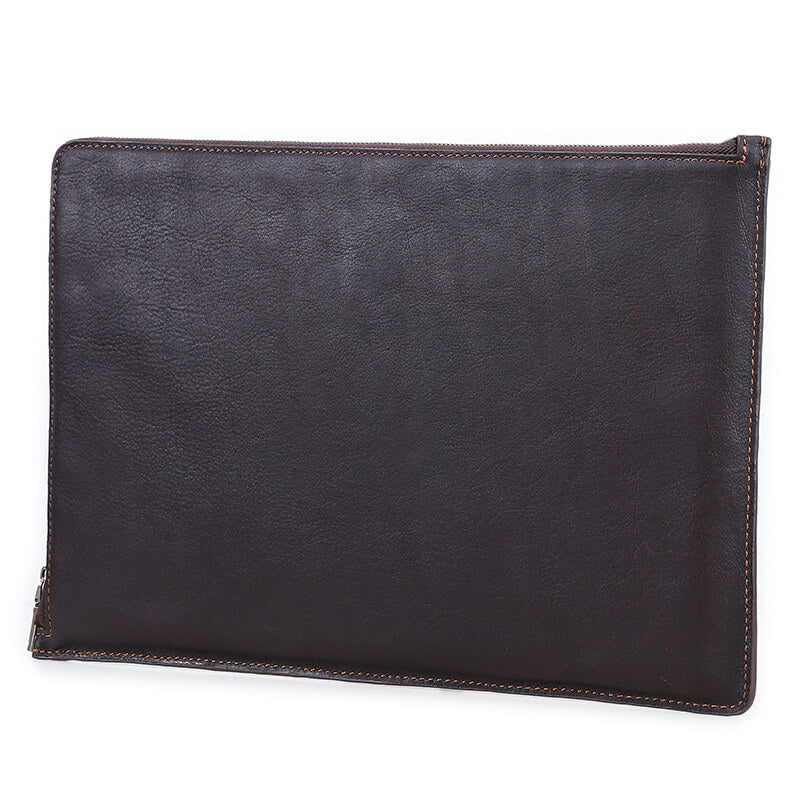 Handcrafted Personalized Full-grain Leather Zipper Tablet Sleeve for iPad Pro Air 12.9" 11" 10.5" /Mini 8.3" with Adjustable Handle