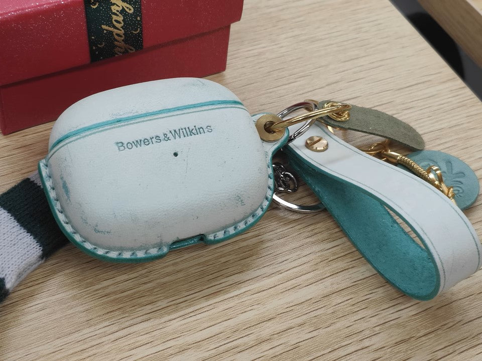 Genuine Leather Wireless Earbuds Case for Bowers & Wilkins Pi8 Pi6_customer review image_misty wax green with leather strap_inside