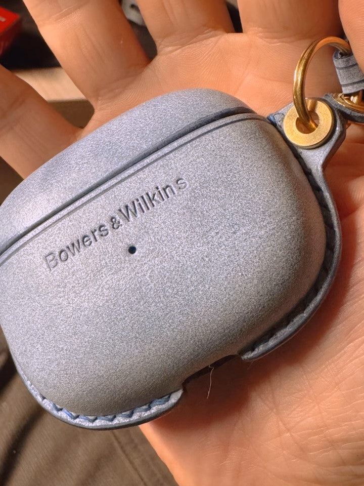 Genuine Leather Wireless Earbuds Case for Bowers & Wilkins Pi8 Pi6_customer review image_misty wax blue appearance