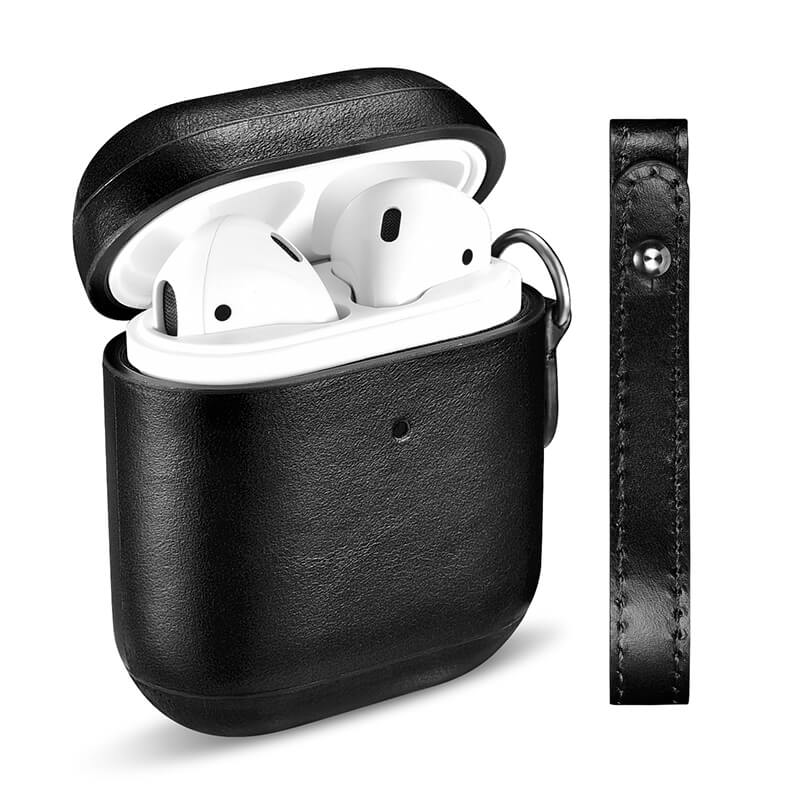 Vintage Leather Protective Case Cover with Anti-loss Strap for Apple AirPods 1/ 2