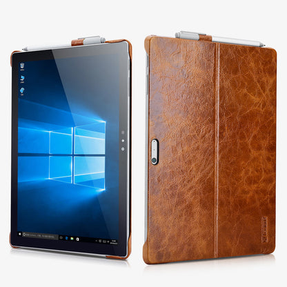 iCarer Surface Pro 7/ Pro 6 Oil Wax Vintage Genuine Leather Back Cover for Surface Pro 2017/ 4