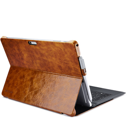 iCarer Microsoft Surface Pro 6 & 4 & Pro 2017 Vintage Oil Wax Genuine Leather Folio Flip Stand Case - Ronuo