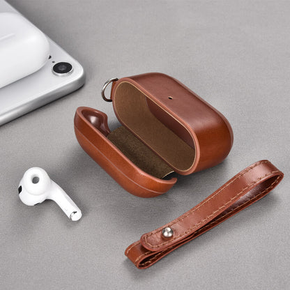 Vintage Genuine Leather Anti-loss Case Cover for AirPods Pro with Strap