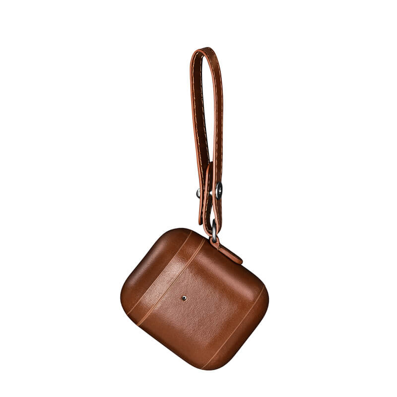 Vintage Leather Protective Case Cover with Anti-loss Strap for Apple AirPods 1/ 2