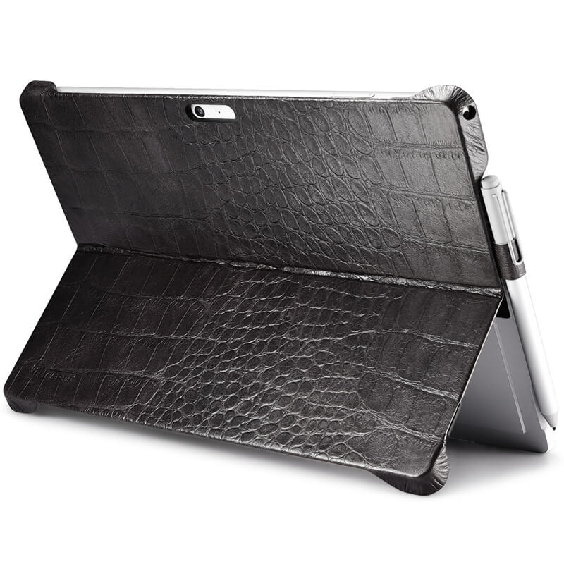 Microsoft Surface Pro 6/ 2017/ Pro 4 Leather Crocodile/Alligator Pattern Back Cover Case with Kickstand - Ronuo