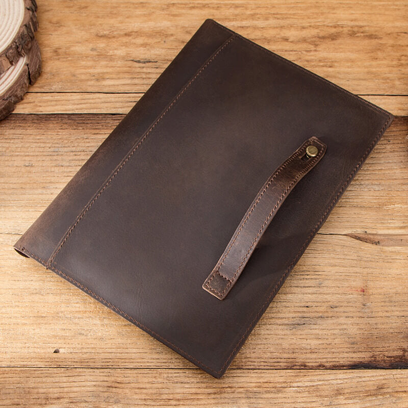 iPad Pro 11" 2018/ 2020 Vintage Style Genuine Leather Metal Lock Buckle Envelope Bag with Hand-strap