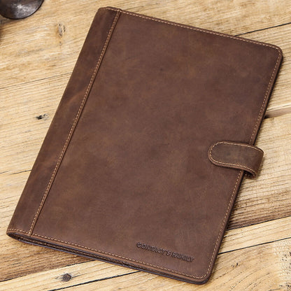 Vintage Distressed Genuine Leather Versatile Protective Padfolio Case with Buckle for iPad Pro 11"/10.2"/10.5"