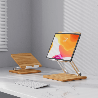 Wooden Aluminum Adjustable Height Tablet Mobile Phone Stand Reading Racks for 7 - 13" Tablet