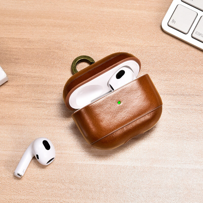 Apple AirPods (3rd Generation) Leather Case with Anti-loss Metal Hook