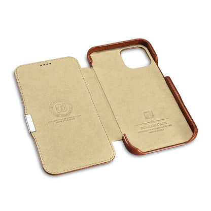 iPhone 12/12 Pro 6.1" Funda Estuche con tapa tipo folio ultra delgado de cobertura total con cierre magnético de cuero genuino vintage