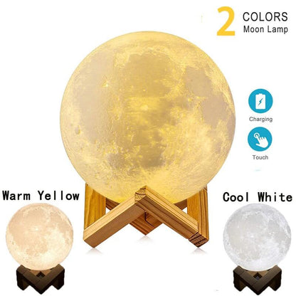USB Rechargeable 3D Print Moon Lamp Night Light Creative Home Decor Globe Bedroom Gift for Lover Children