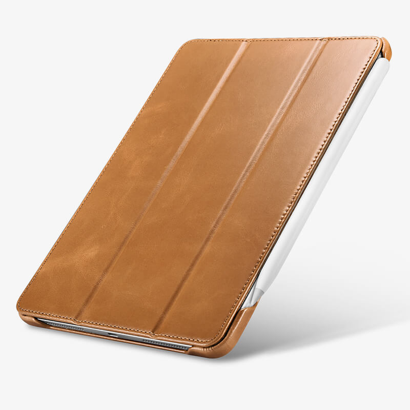 iPad Pro 11 Zoll / 12,9 Zoll 2018 Jahrgang Serie Echtleder Smart Aufwachen/ Schlaf Dreifachfalz Ständer Folio Flip Schutzhülle